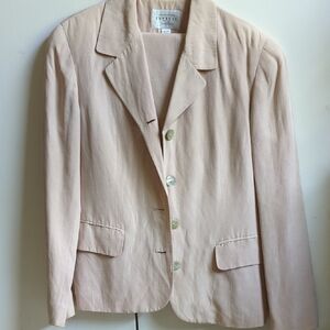 Coldwater Creek Tan Blazer with Notched Lapels and Structured Shoulders